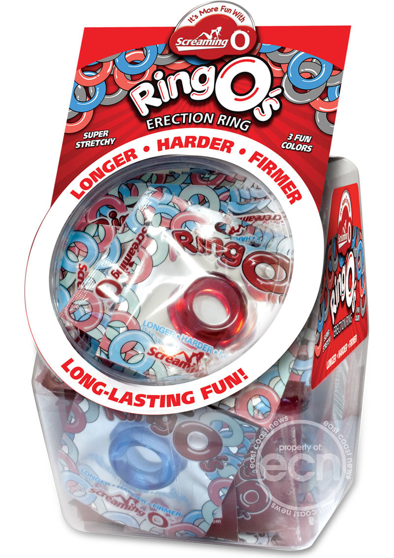 RingO's Erection Cock Rings Waterproof - Assorted Colors (36 per Fishbowl)