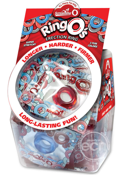 RingO's Erection Cock Rings Waterproof - Assorted Colors (36 per Fishbowl)