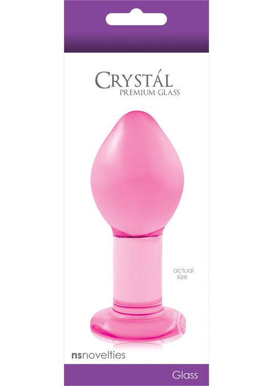 Crystal Premium Glass Butt Plug - Large - Pink