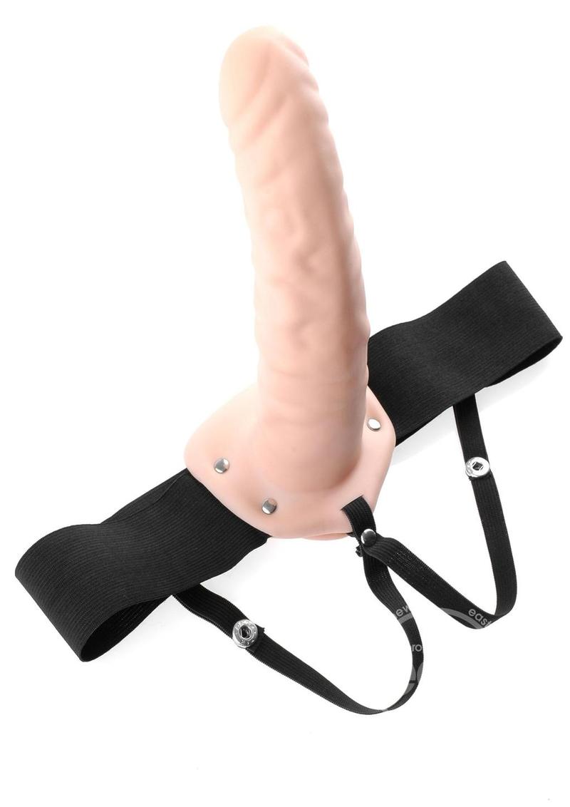 Fetish Fantasy Series Hollow Strap-On Dildo and Adjustable Harness 8in - Vanilla