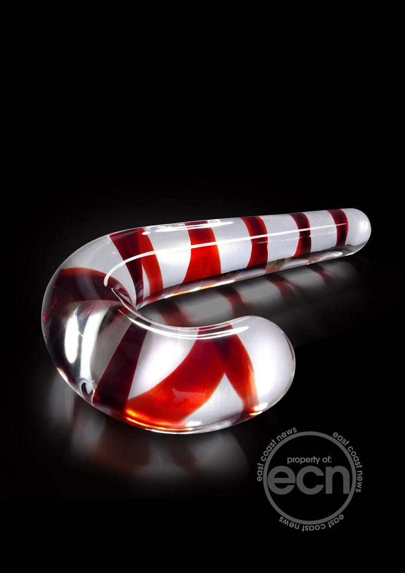 Icicles No 59 Candy Cane Glass Massager - Clear/Red