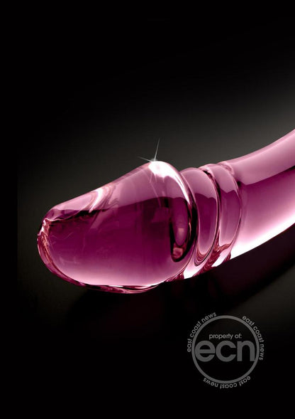 Icicles No. 57 Double-Sided Textured Glass Dildo 9in - Pink