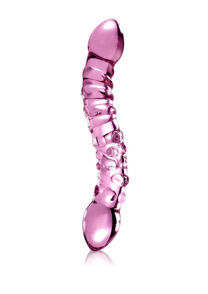 Icicles No. 55 Double-Sided Textured Glass Dildo 9in - Pink