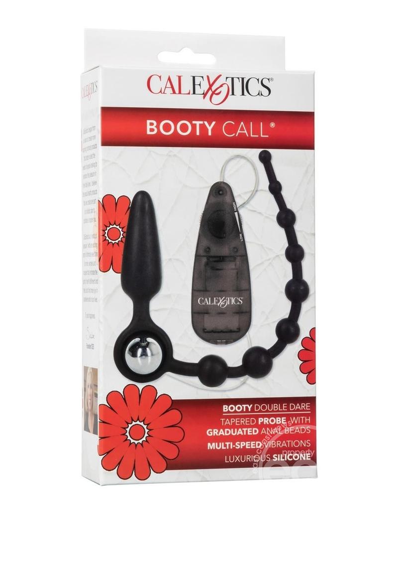 Booty Call Booty Double Dare Silicone Vibrating Butt Plug with Anal Beads - Black