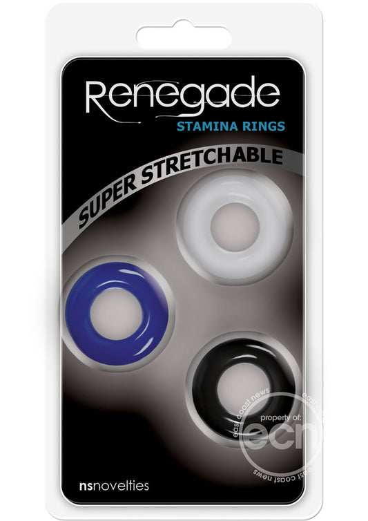 Renegade Stamina Rings Cock Rings (Set of 3) - Assorted Colors