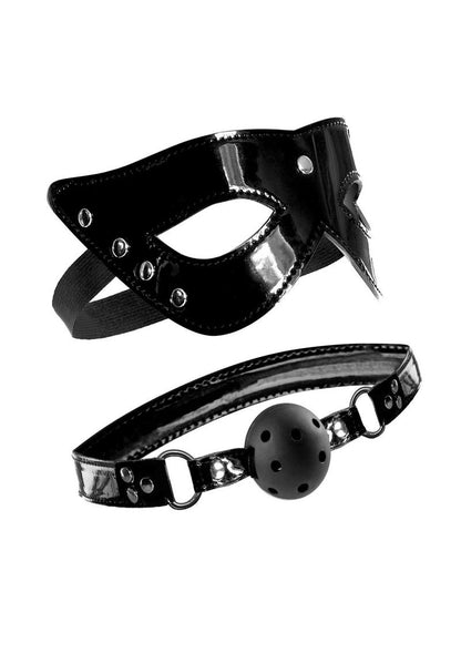 Fetish Fantasy Series Limited Edition Masquerade Mask & Ball Gag Set - Black