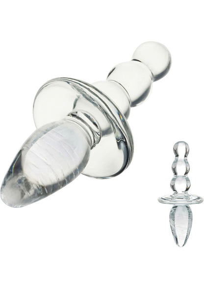 Glas Titus Beaded Butt Plug - Clear