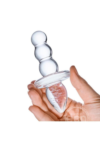 Glas Titus Beaded Butt Plug - Clear