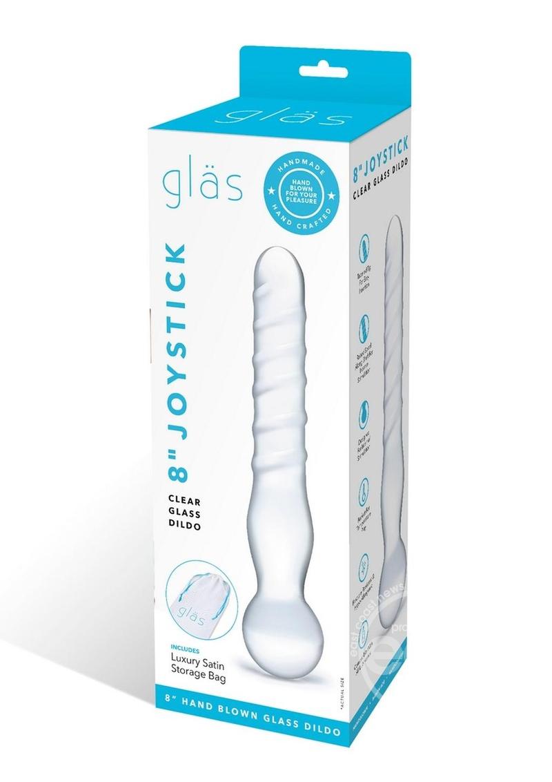 Joystick Textured Glass Dildo Clear