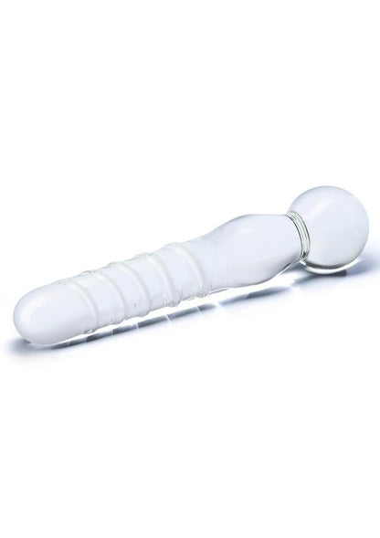 Joystick Textured Glass Dildo Clear