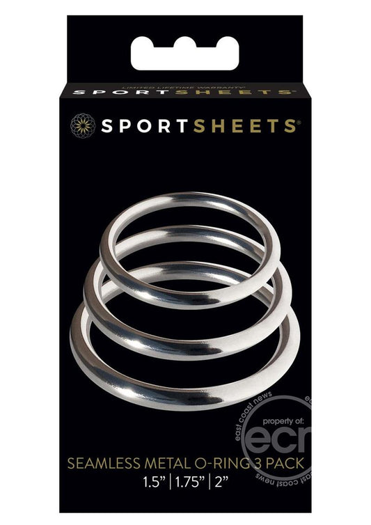 Sportsheets Metal O Ring Cock Ring (3 Pack) - Silver