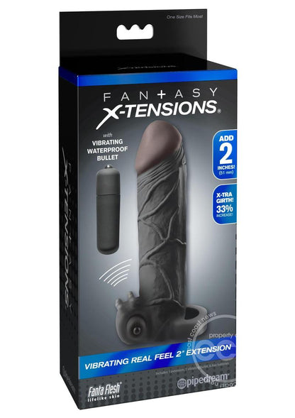 Fantasy X-Tensions Vibrating Real Feel 2in Extension Sleeve 6.5in - Black