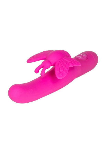 Fluttering Butterfly Silicone Rabbit Vibrator - Pink