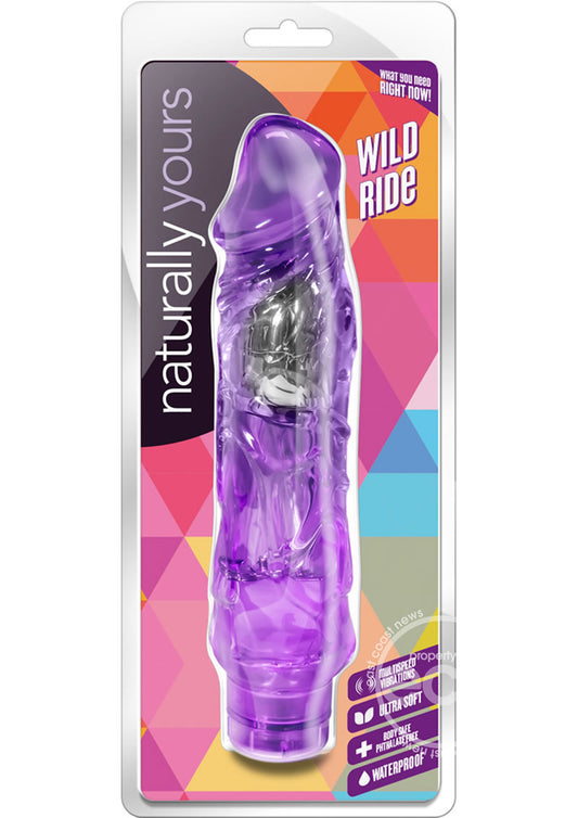 Naturally Yours Wild Ride Vibrating Dildo 9in - Purple