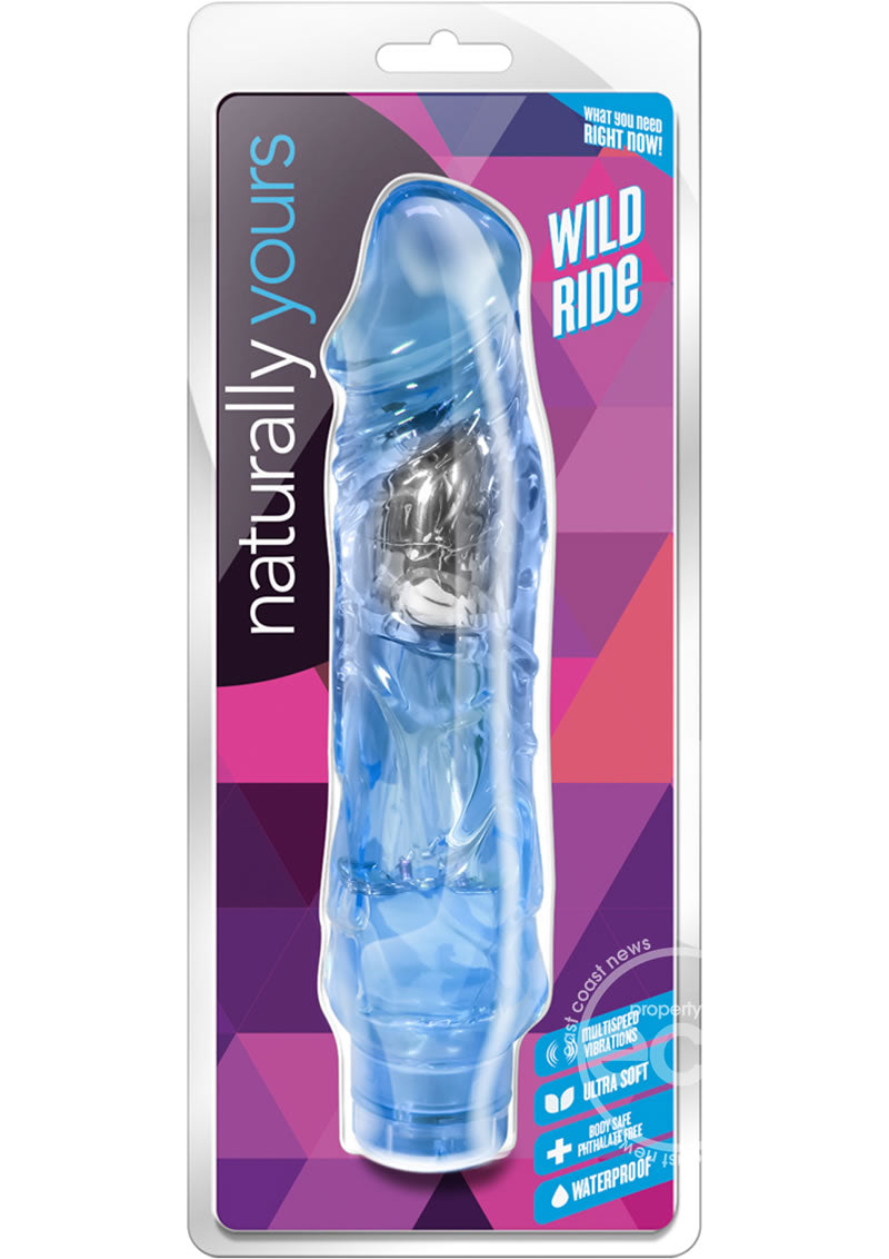 Naturally Yours Wild Ride Vibrating Dildo 9in - Blue