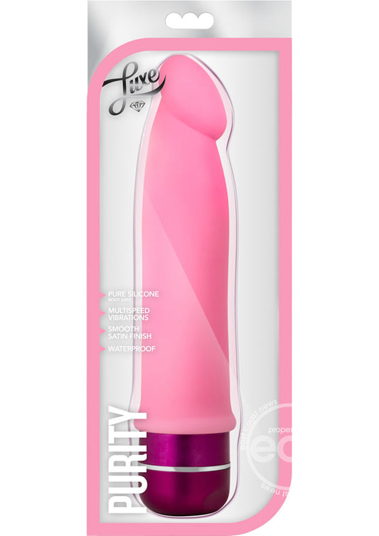 Luxe Purity Vibrating Dildo 7.5in Silicone - Pink