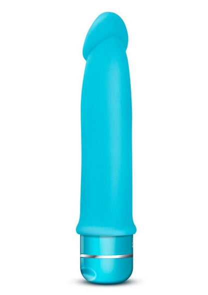 Luxe Purity Vibrating Silicone Dildo 7.5in - Blue