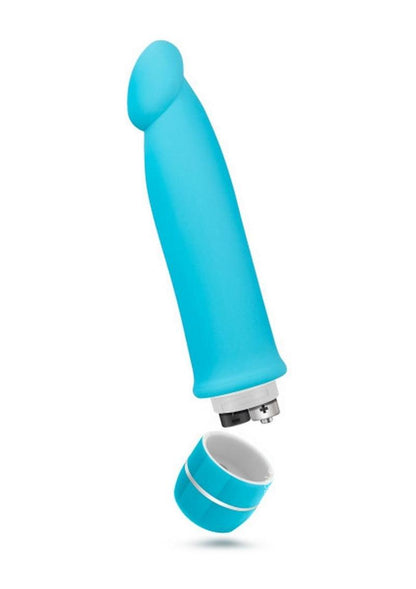 Luxe Purity Vibrating Silicone Dildo 7.5in - Blue