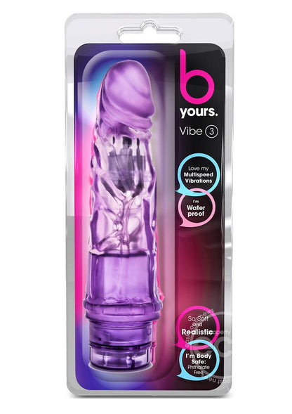 B Yours Vibe 3 Vibrating Dildo 7.25in - Purple