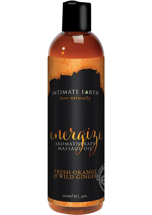 Intimate Earth Energize Aromatherapy Massage Oil Fresh Orange & Wild Ginger 4oz