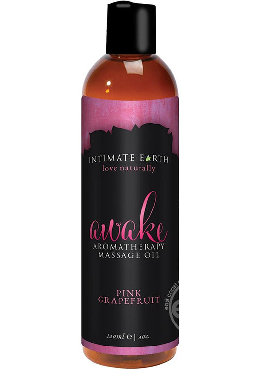 Intimate Earth Awake Aromatherapy Massage Oil Pink Grapefruit 4oz