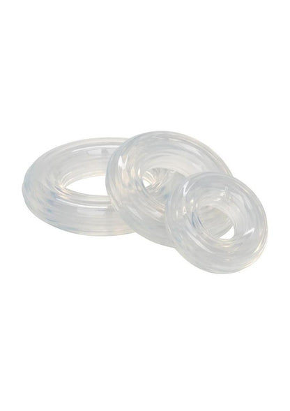 Premium Silicone Cock Ring Set (3 Piece Set) - Clear