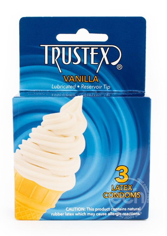 Trustex Lubricated Reservoir Tip Flavored Latex Condom Vanilla (3 Per Box)