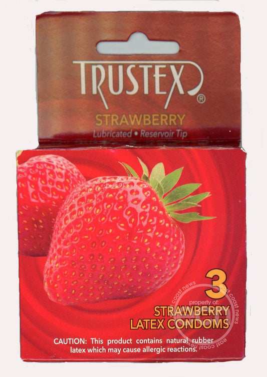 Trustex Lubricated Reservoir Tip Flavored Latex Condom Strawberry (3 Per Box)