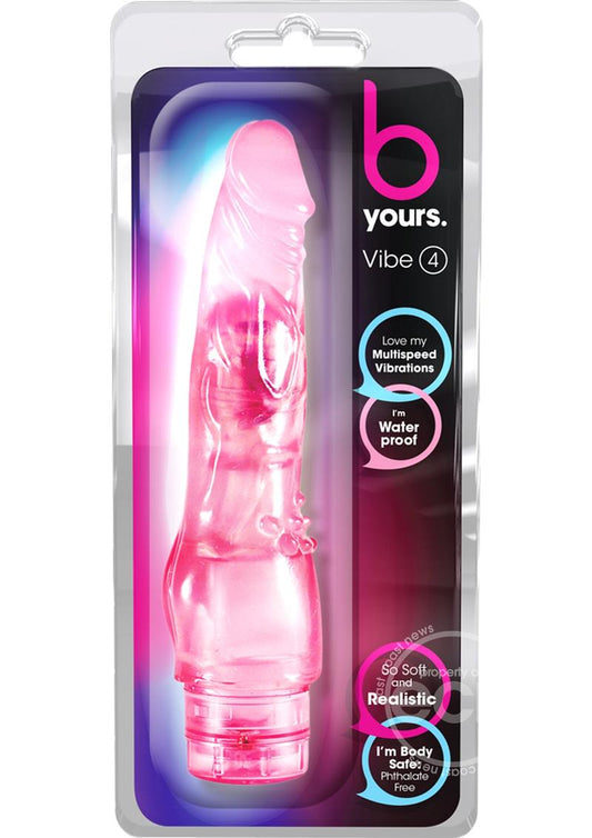 B Yours Vibe 4 Vibrating Dildo 8in - Pink