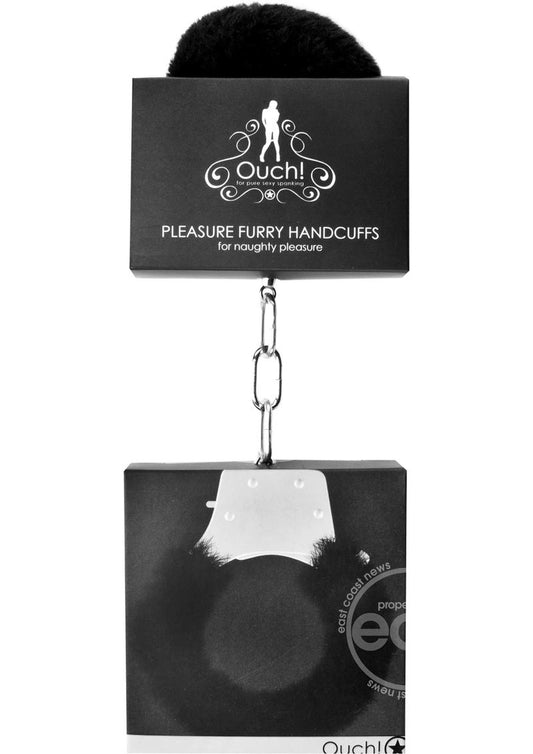 Ouch! Pleasure Furry Handcuffs - Black