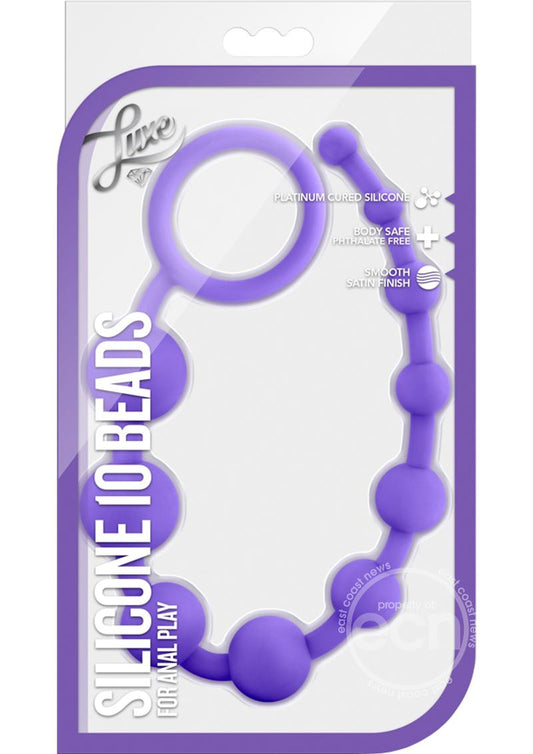 Luxe Silicone 10 Anal Beads - Purple