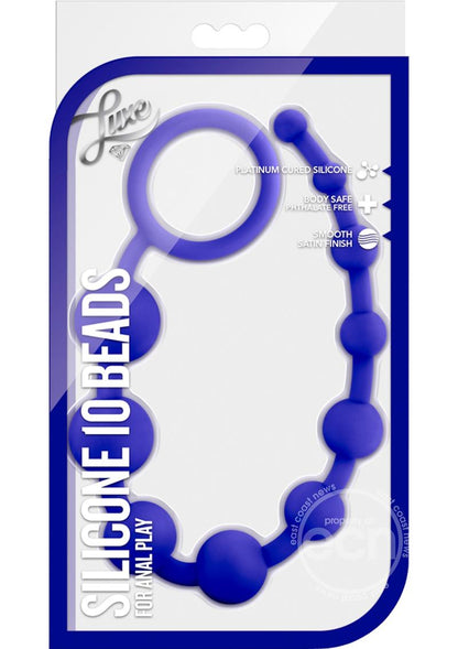 Luxe Silicone 10 Anal Beads - Indigo