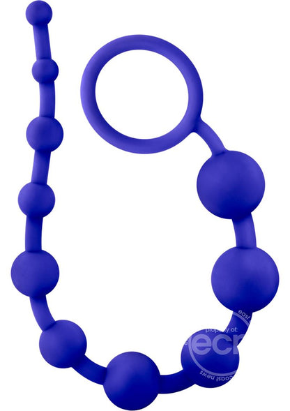 Luxe Silicone 10 Anal Beads - Indigo