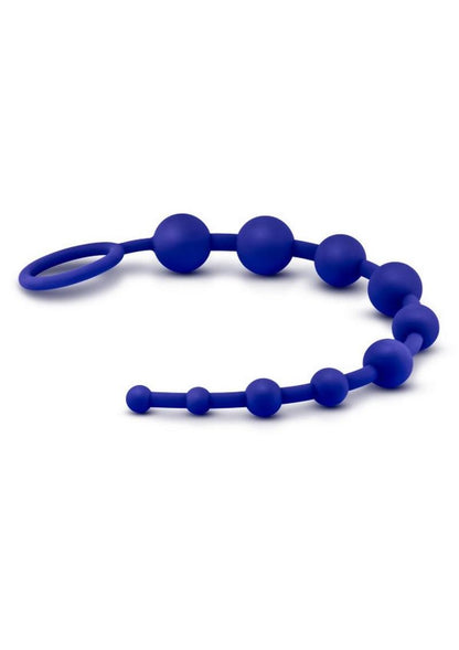 Luxe Silicone 10 Anal Beads - Indigo