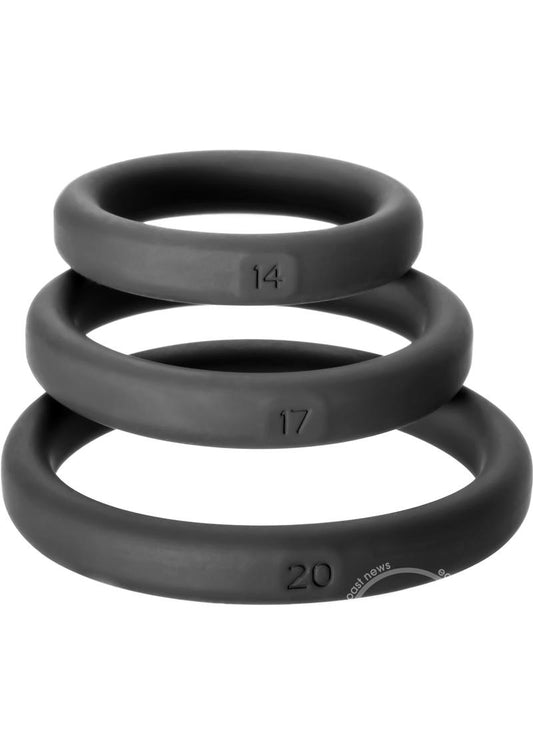 Perfect Fit Xact-Fit Silicone Ring Kit Assorted Size - Black (3 pack)