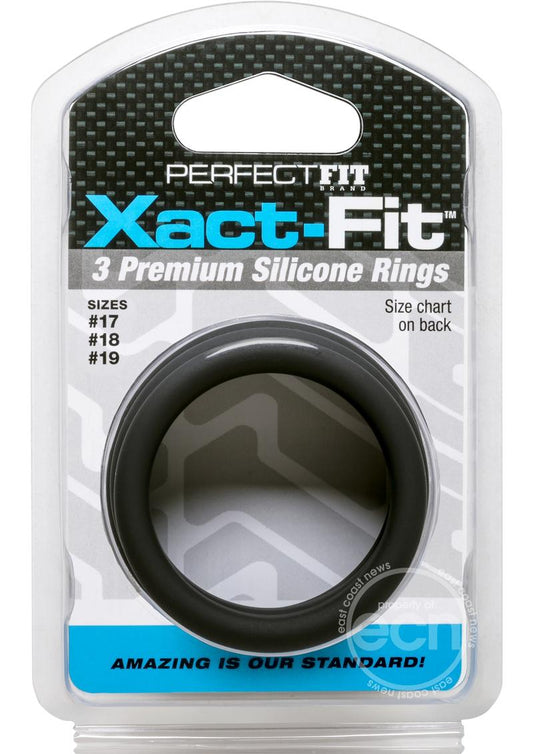 Perfect Fit Xact-Fit Silicone Ring Kit - MD/LG - Black (3 pack)