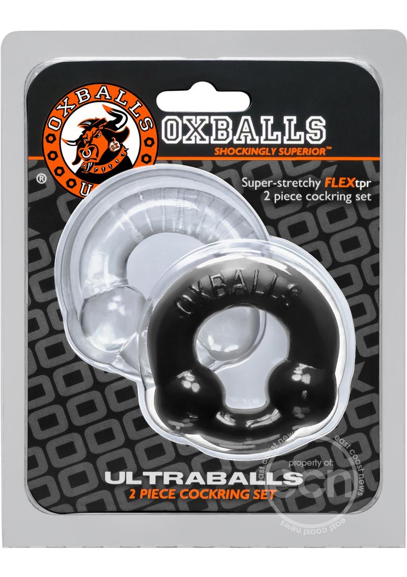 Oxballs Ultraballs Cock Ring Set (2 pack)- Black and Clear