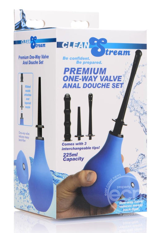 CleanStream Premium One-Way Valve Anal Douche Set - Blue