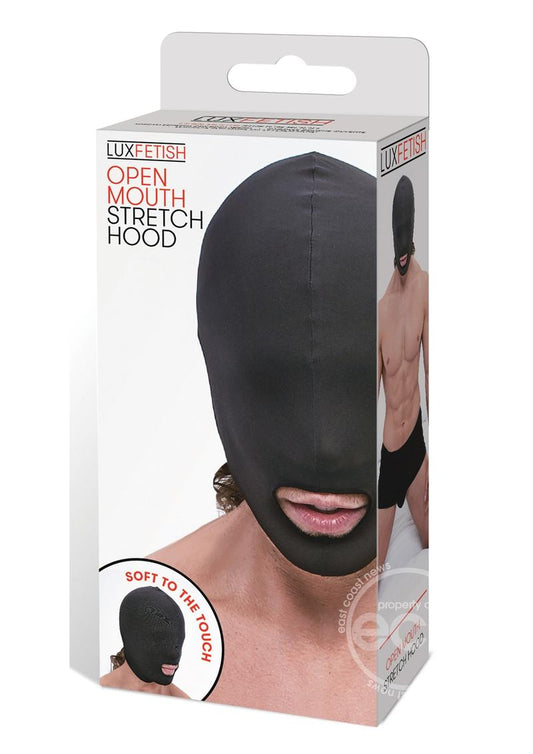 Lux Fetish Open Mouth Stretch Hood Black