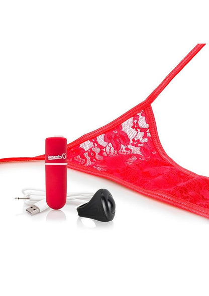 My Secret USB Rechargeable Panty Vibe Set with Silicone Remote Control Ring Waterproof - Red