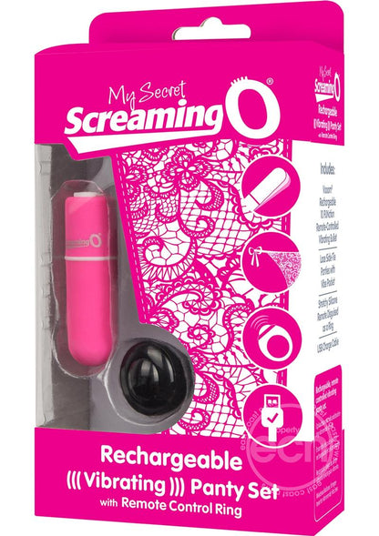 My Secret USB Rechargeable Panty Vibe Set with Silicone Remote Control Ring Waterproof - Pink