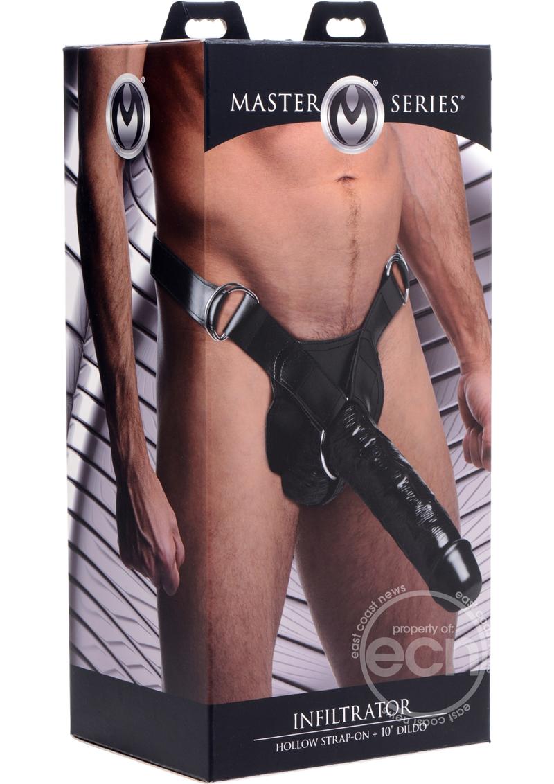 Master Series Infiltrator Hollow Strap-On + 10in Dildo - Black