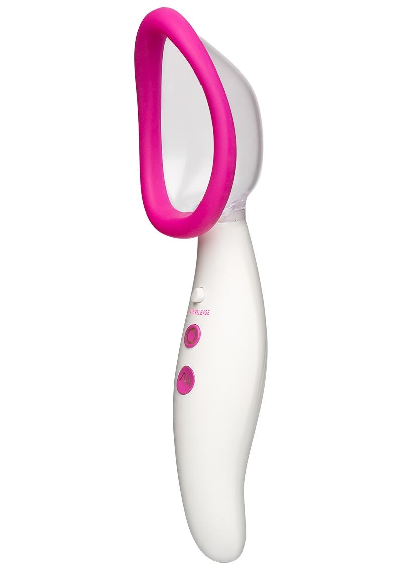 Automatic Vibrating Rechargeable Silicone Pussy Pump - White/Pink