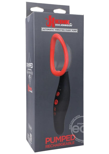 Kink Pumped Rechargeable Automatic Vibrating Silicone Pussy Pump - Black/Red