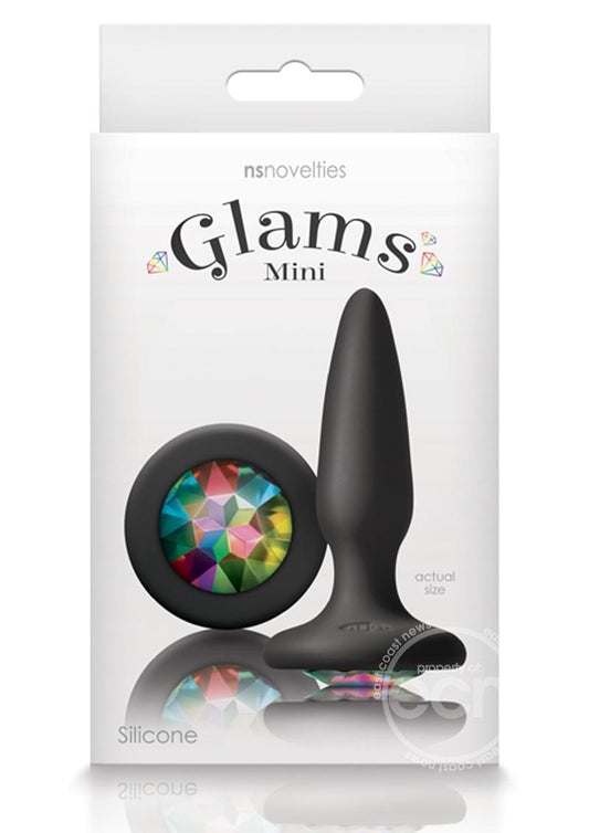 Glams Mini Silicone Butt Plug Rainbow Gem - Black