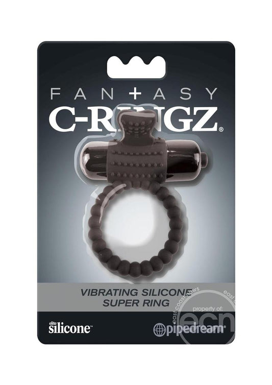 Fantasy C-Ringz Vibrating Silicone Super Cock Ring with Bullet - Black