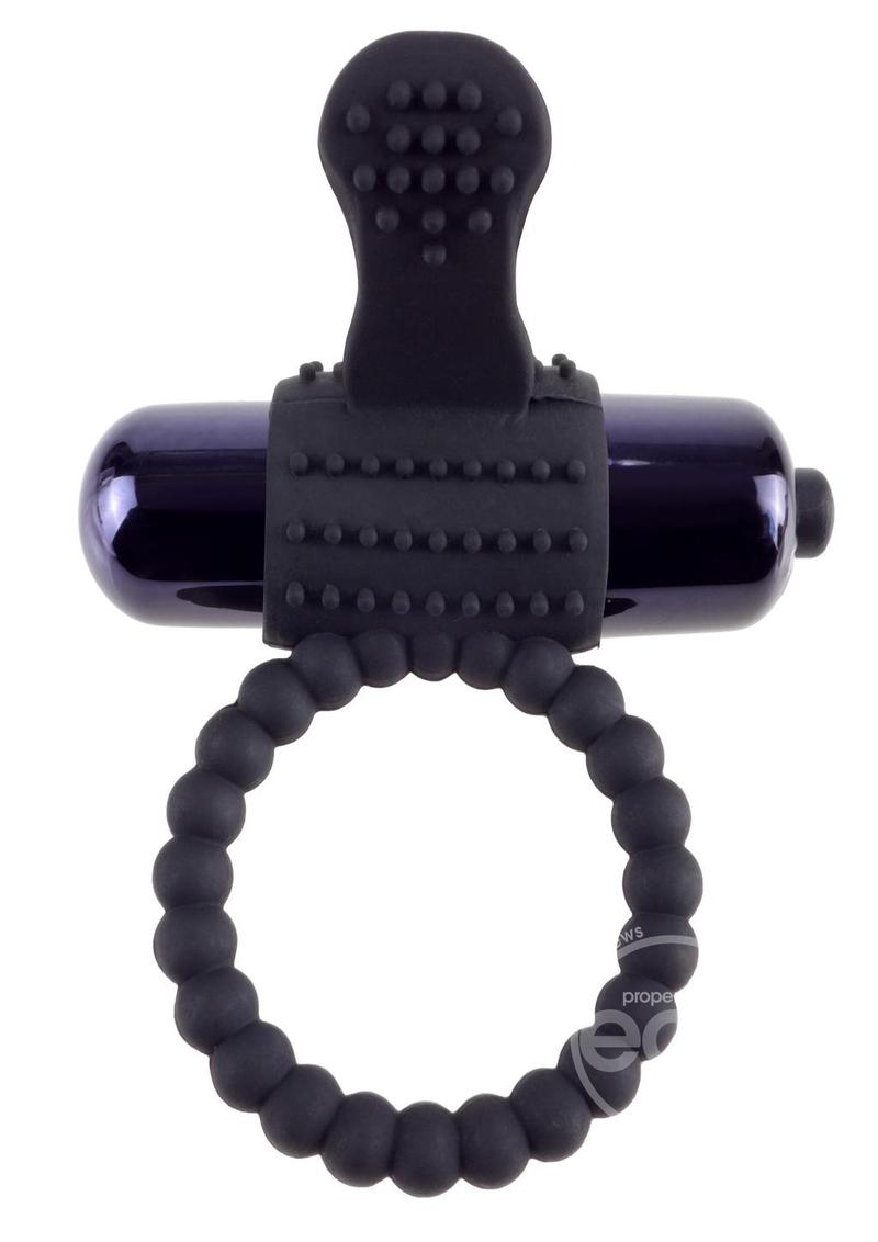 Fantasy C-Ringz Vibrating Silicone Super Cock Ring with Bullet - Black