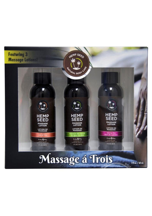 Earthly Body Hemp Seed Massage Lotion Gift Box (Three 2oz Massage Lotions)