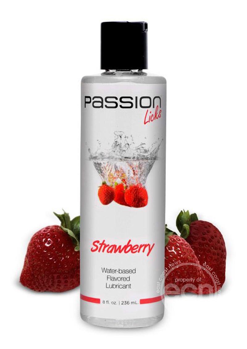 Passion Licks Strawberry Water Based Flavored Lubricant 8oz