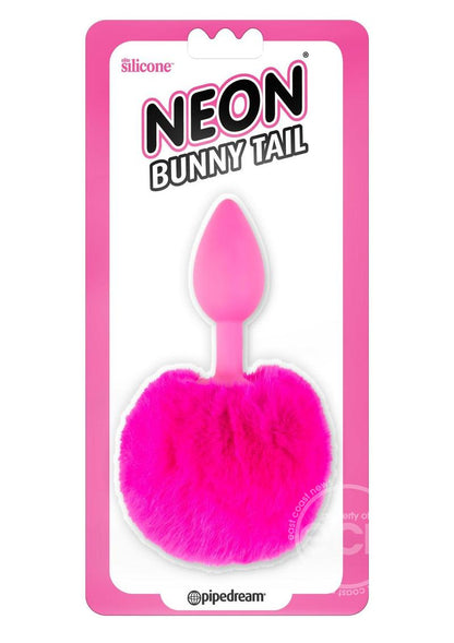 Neon Bunny Tail SIlicone Anal Plug - Pink